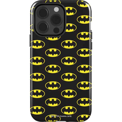 DC Comics Batman Logo All Over Print iPhone 15 Pro Impact Case